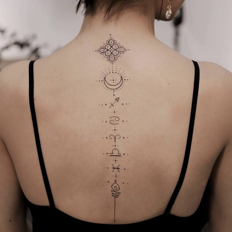 Best of Waterproof Temporary Tattoo Sticker Sexy Rune Symbol Moon Dot Long Line Body Art Fake Tattoo Flash Tattoo Back Spine Female Male Reviews & Tips