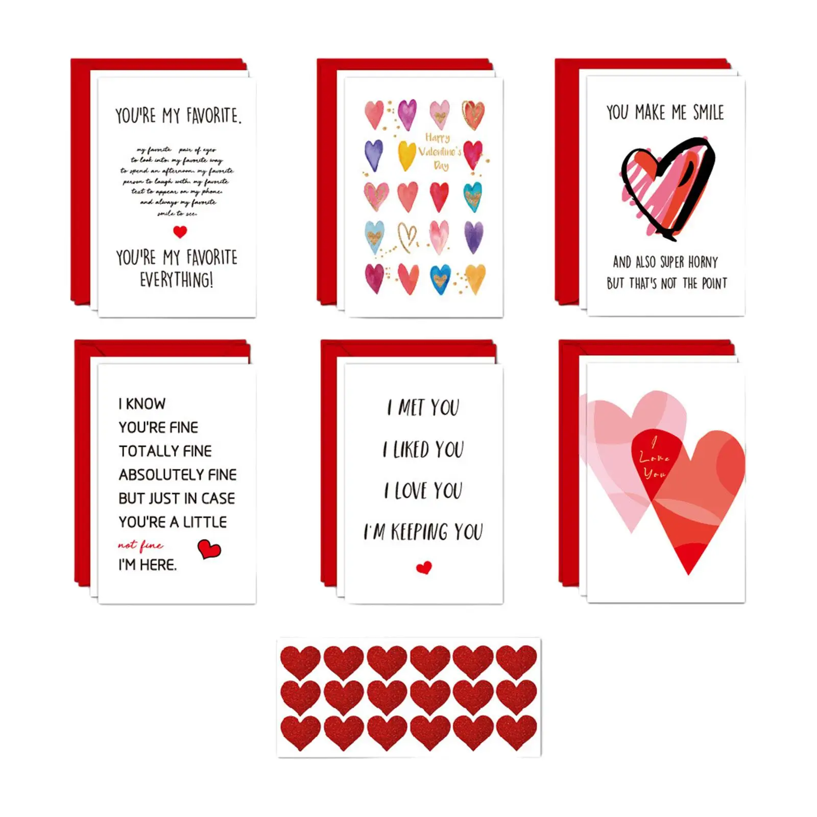 12 Pieces Valentines Day Cards with Envelopes Funny for Him Her Adults Blank Cards for Anniversary Wedding Birthday Wife Fiancee