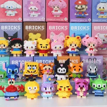 Disney 108 Style Stitch LinaBell Hello Kitty Building Blocks Princess Cartoon Figrues Bricks Children's Assembly Toys Model Gift 83