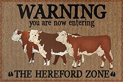 Title 1, Warning Hereford Cow Vintage Home Decor Tin Sig...