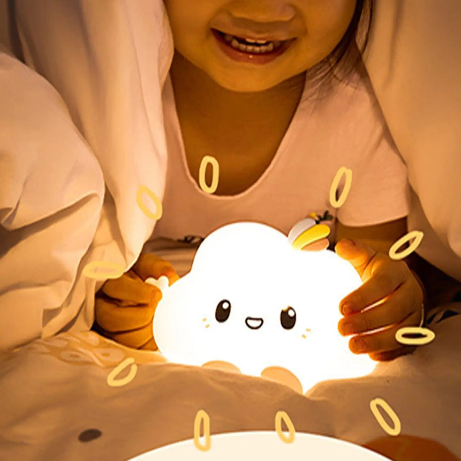 Cute LED Silicone Night Light USB Warm Light Dimmable Color Changing Lighting for Camping Sleeping Kids NightStand Bedside