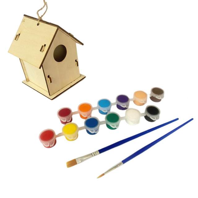 Bird House Construction Kit Children DIY Painting Assembling Bird Box Craft Kids  Build Paint Birdhouse Hummingbird House - AliExpress