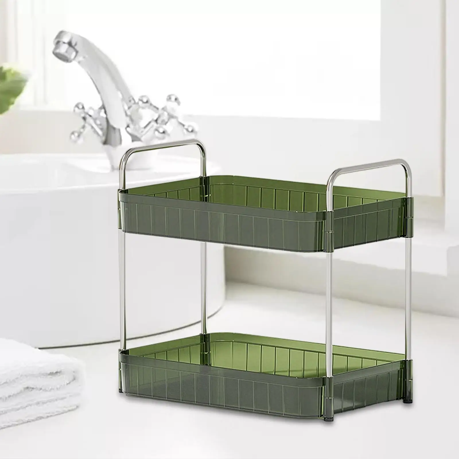 Drain Rack Double Layer Cosmetic Holder Stainless Steel Pipe for Dorm Home