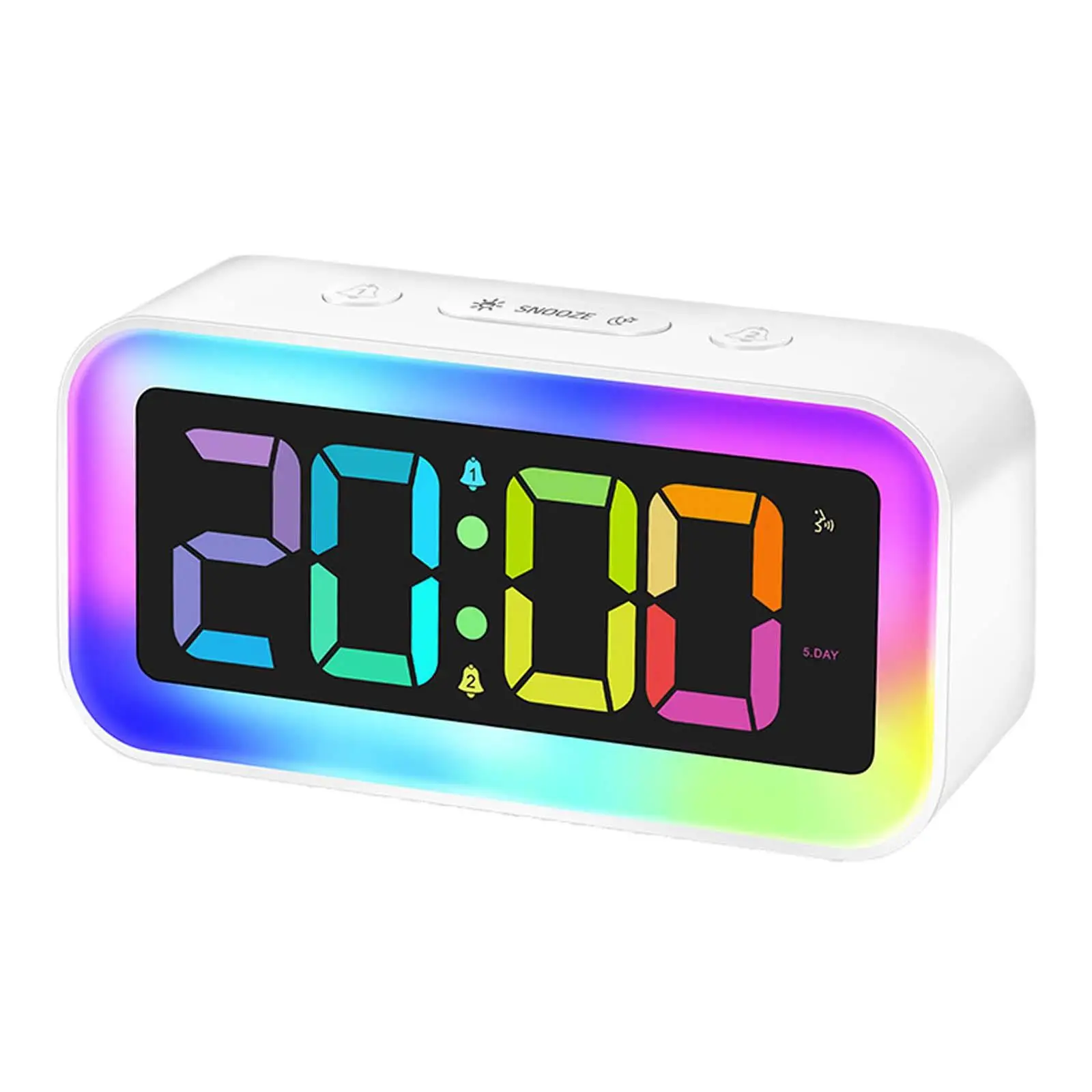 Loud Digital Alarm Clock Bedside Clock with RGB Night Light Dual Alarms Mute Dimmable Mirror Snooze Desktop Clock for Kids Teens