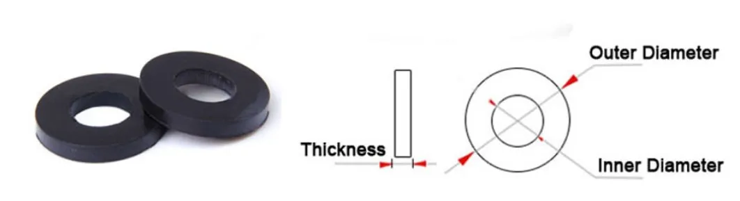 Description Picture 2 of item10pcs m3 m4 m5 m6 m8 m10 m12 m14 m16 m18 m20 Flat rubber Gasket NBR Rubber Oil Seal Washers Black