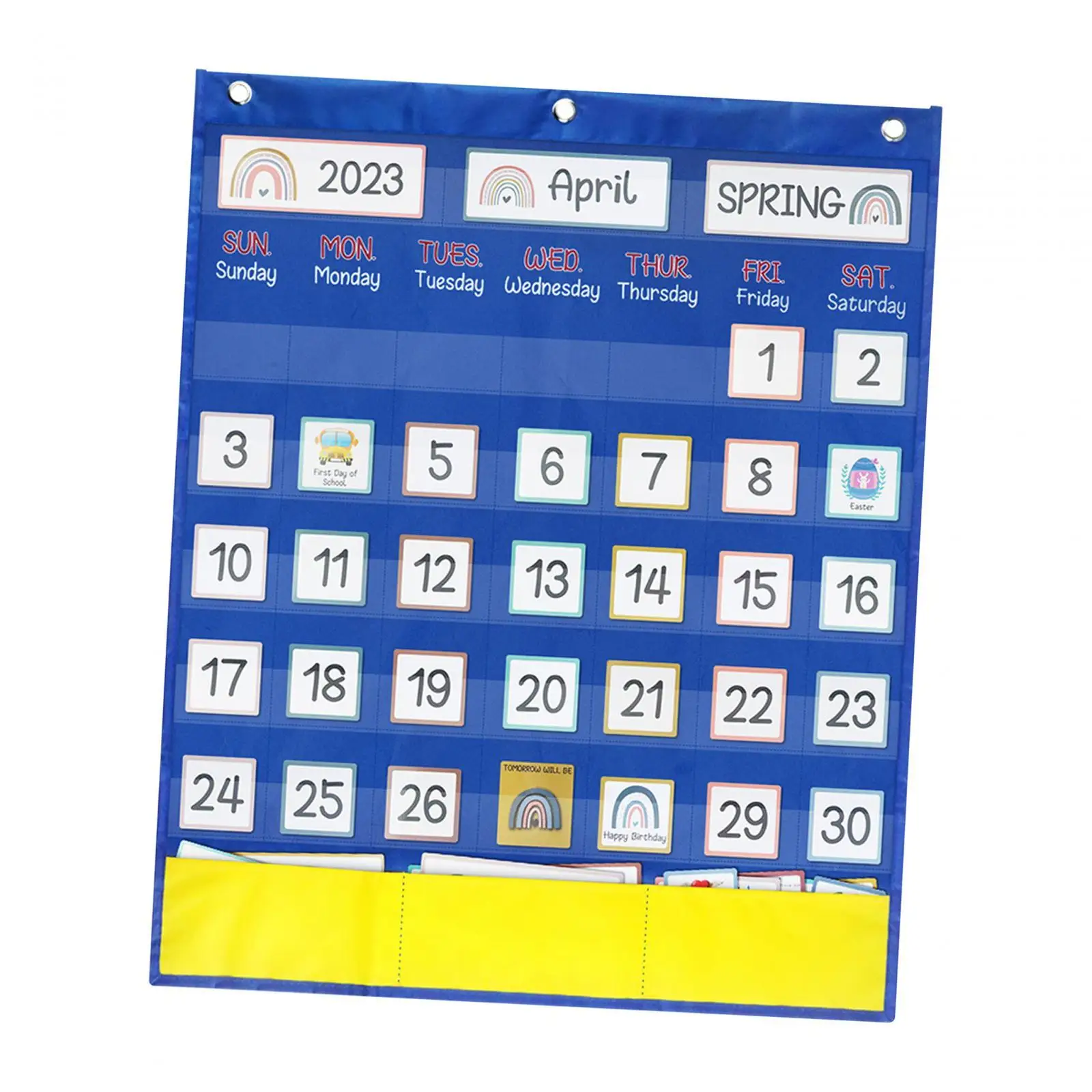 Calendar Pocket Chart Home Early Learning Teacher Supplies Festival with 89 Cards Complete Calendar for Kids Wall Calendar