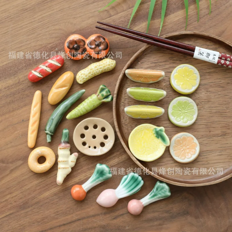 Cute Ceramic Animal Fruit Chopsticks Holder Cutlery Rest Rack Kitchen Tableware 
