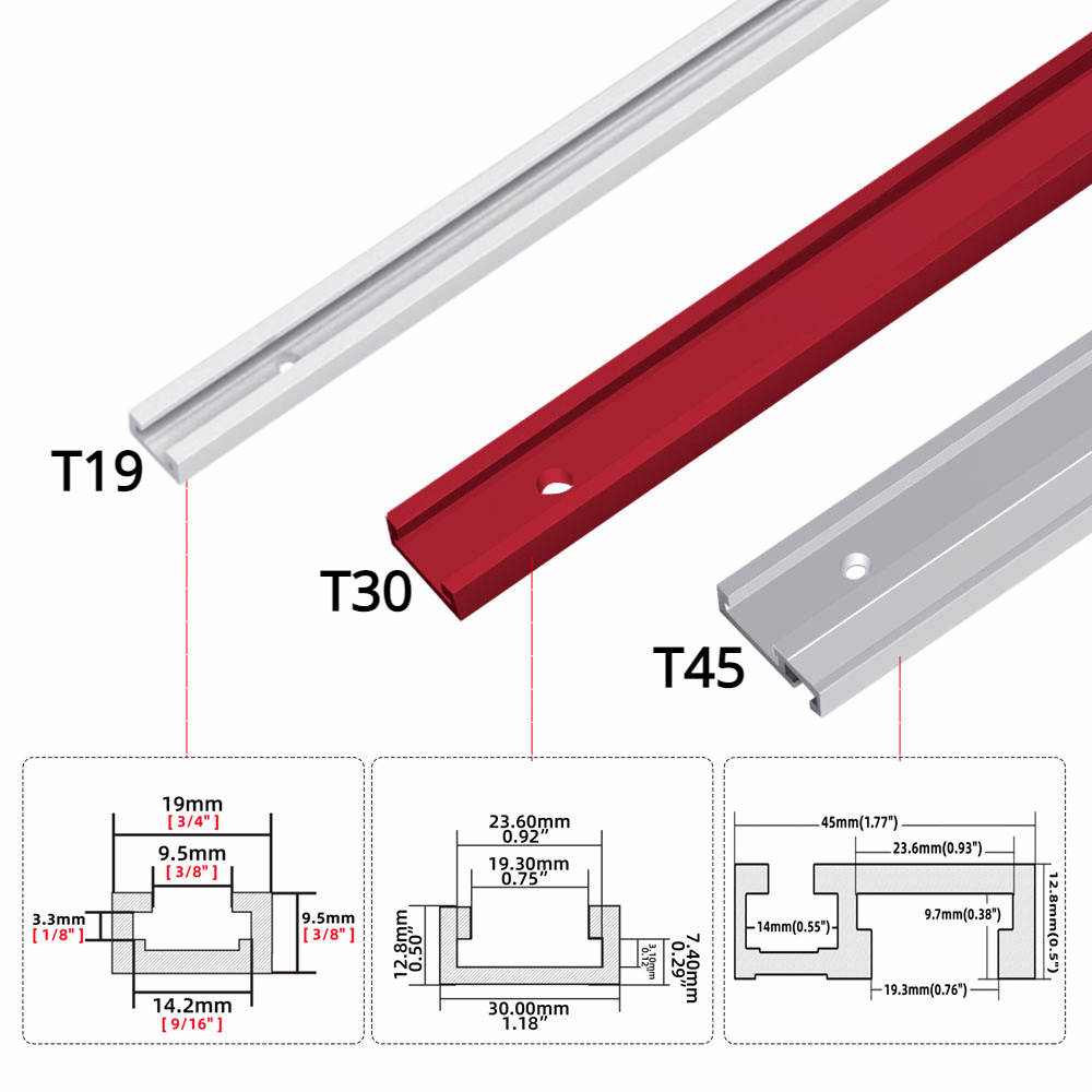 Tischkreissägezaun und T-Schienen für Holzbearbeitung, Aluminium-Gehrungsschiene, T-Nut-T-Schraubenbefestigung für WorkBench-Router-Tisch, DIY-Werkzeuge – Detail 8