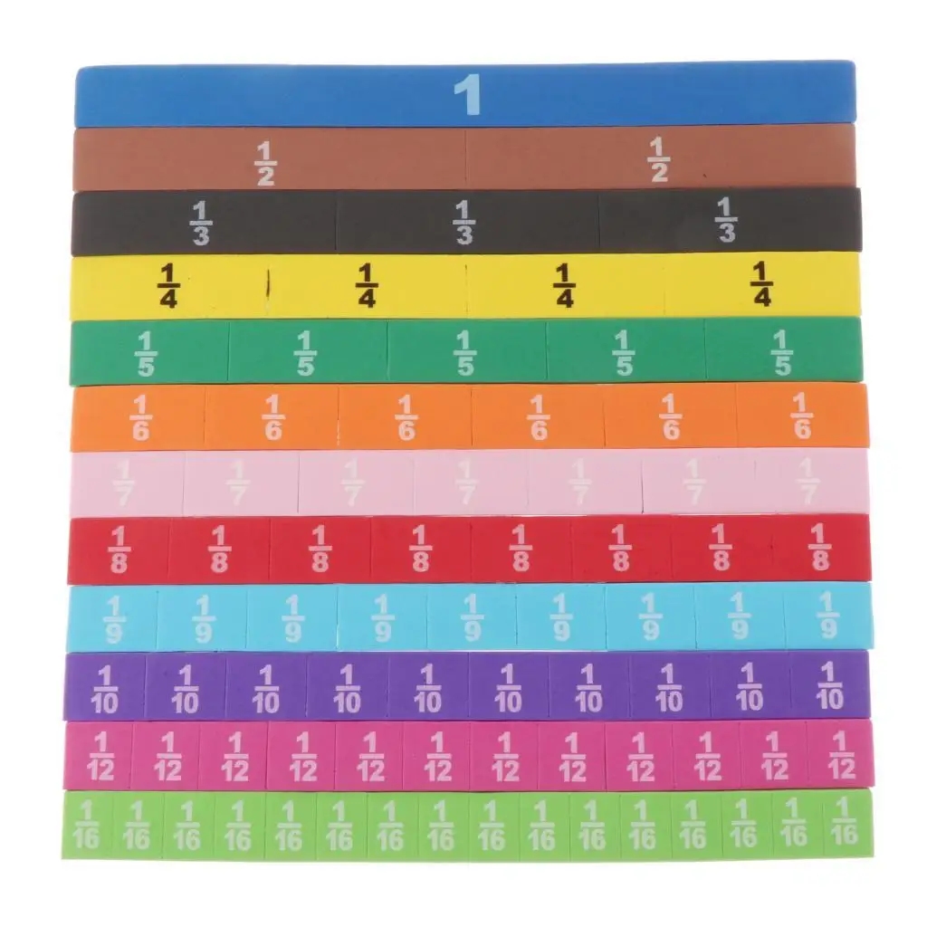 83pcs Colorful  Rainbow Counting Fraction Tiles Mathematics Montessori Teaching
