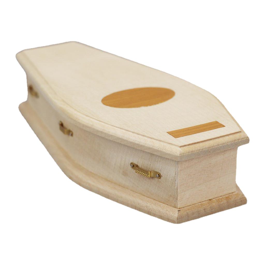 1/12 Scale Dollhouse Miniature Wood Casket,Simulation Model Baby Doll Furniture Supplies,Halloween Scenery Ornaments