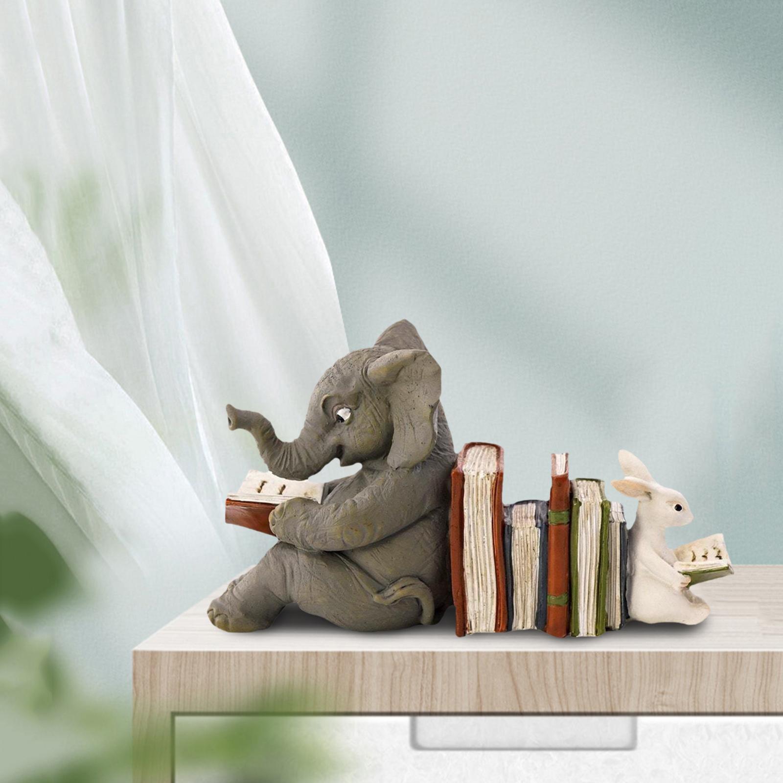 Elephant and Rabbit Statue Animals Sculpture Art Crafts for Porch Garden