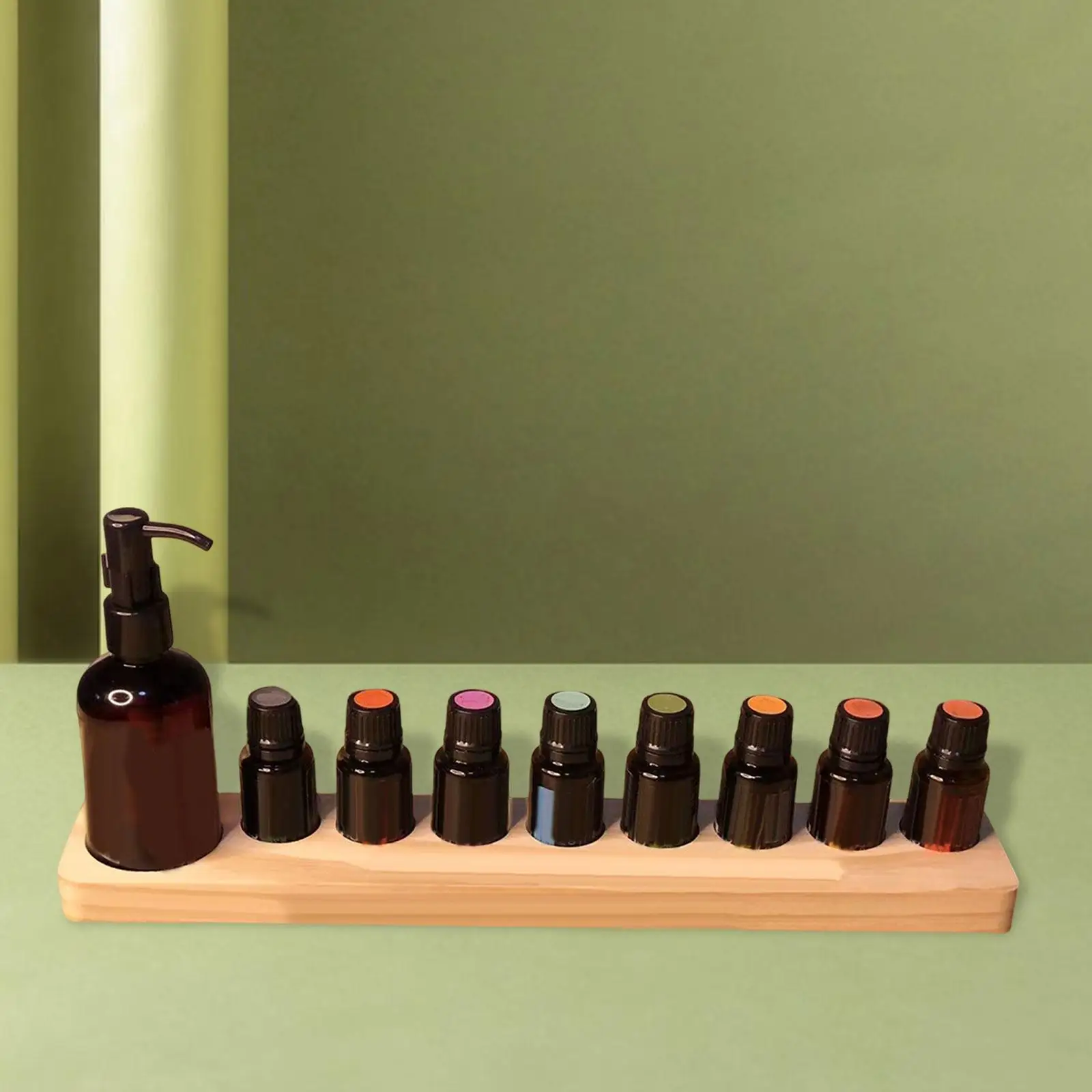 9 Hole Essential Oil Storage Rack Wooden Cosmetic Organizer Perfume Rack Desktop for 5ml 15ml 115ml Bottles Nail Polish Bottles