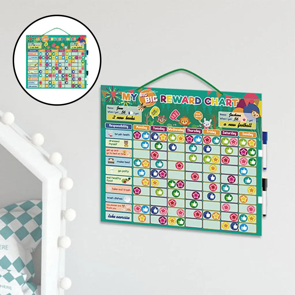 Reusable Kids Magnetic Rewards Chart Weekly Planner Behavior Responsibility Living Habits Home for Kids