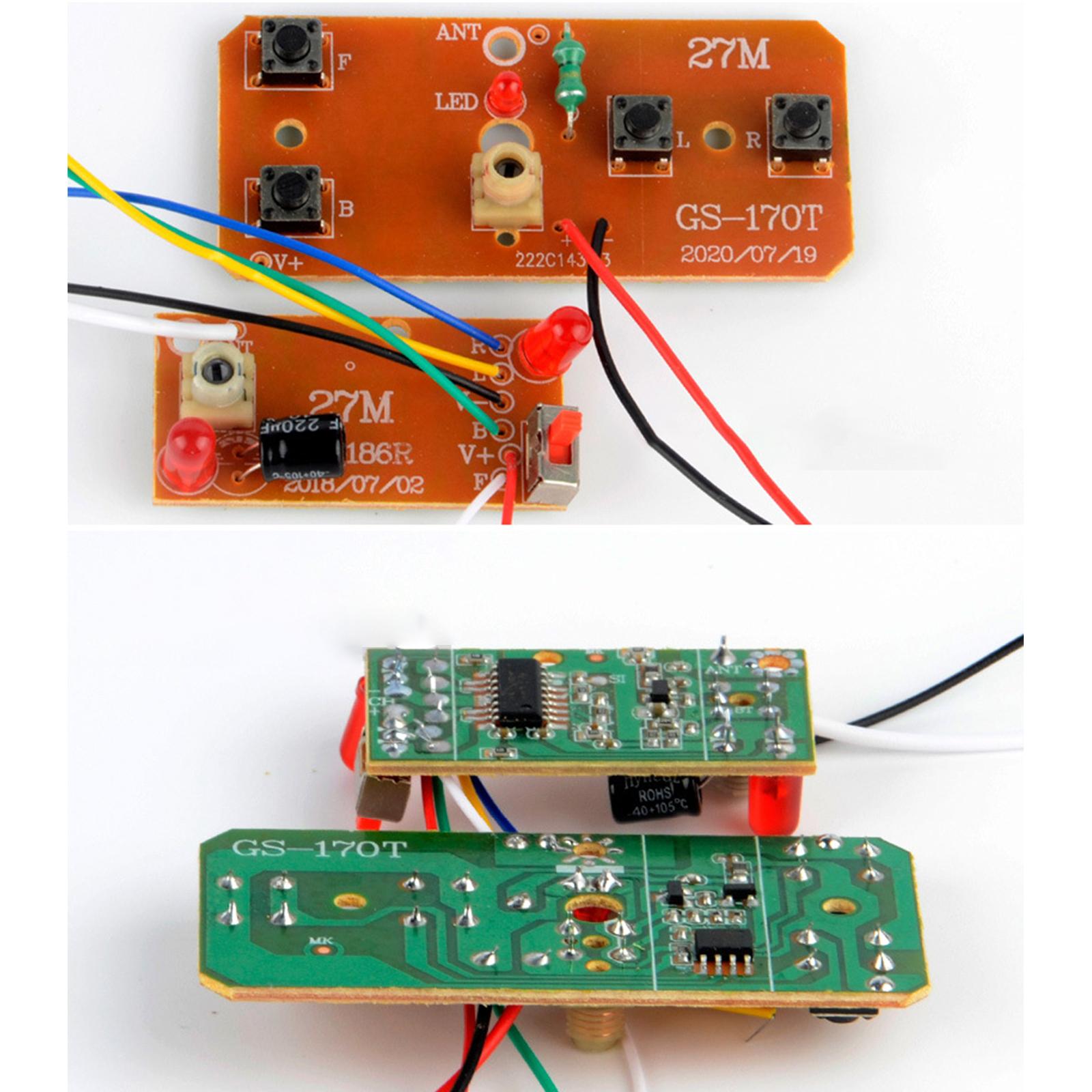 2 Pieces Transmitter Receiver Board Module Set Remote Control 27MHz Circuit PCB 4CH for Model Trucks Crawler RC Car DIY Modified