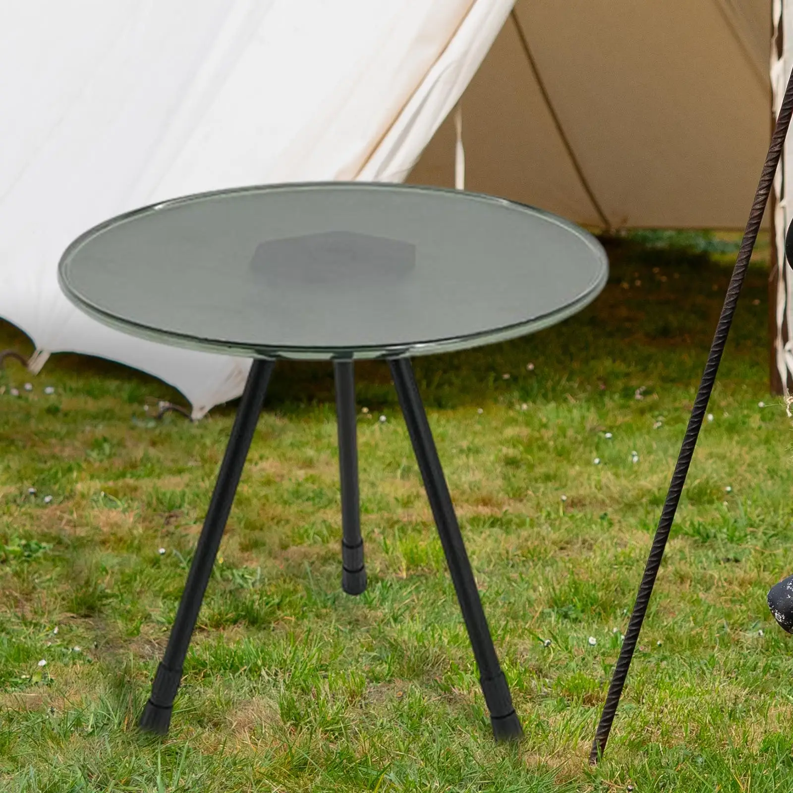 Three Legged Round Table Foldable Dining Desk for Hiking Fishing