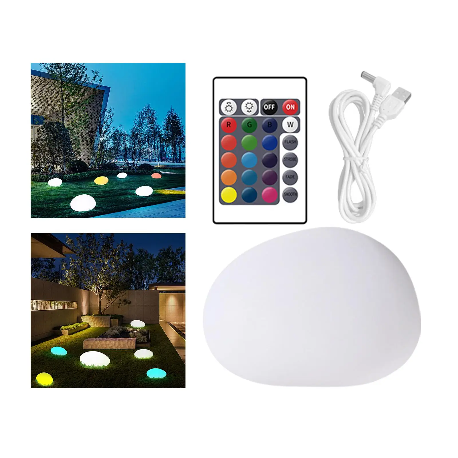 Outdoor Glow Cobble Stone Shape Lamp Lights Color Changing Landscape Night Lights for Festival Poolside Kids Room Party Decor