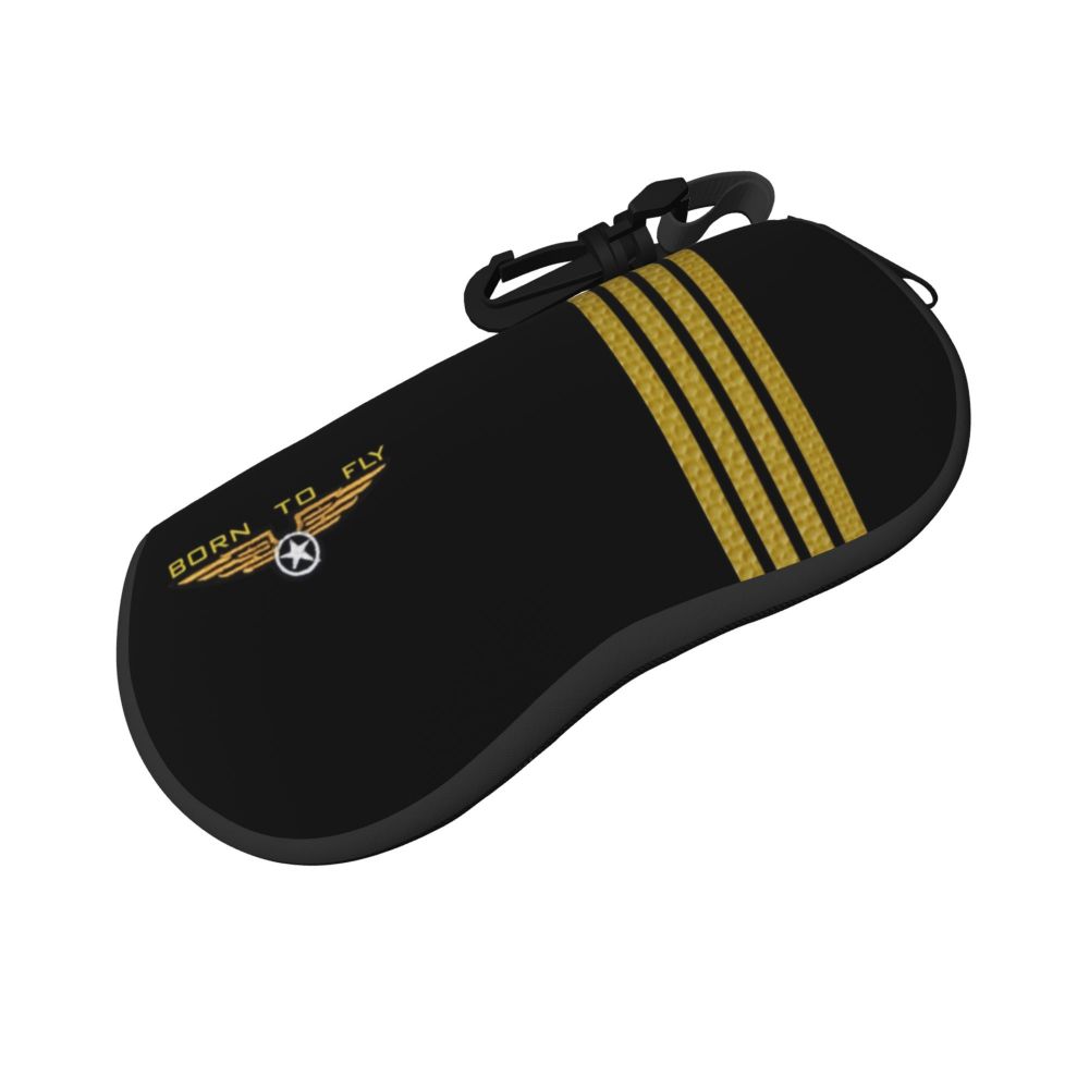 Custom Born To Fly Captain Stripes Sunglasses Soft Case Neoprene Zipper Pilot Air Fighter Shell Eyeglass Case Protective Box