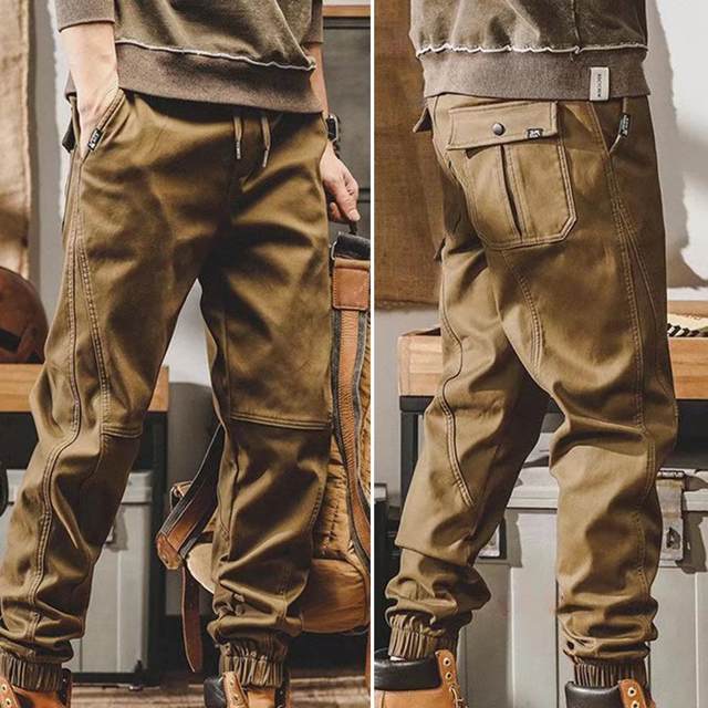 Vintage Tate homme japanese brand Casual multipockets design Menswear Straight Cut Streetwear style cargo trouser pants store brown w32