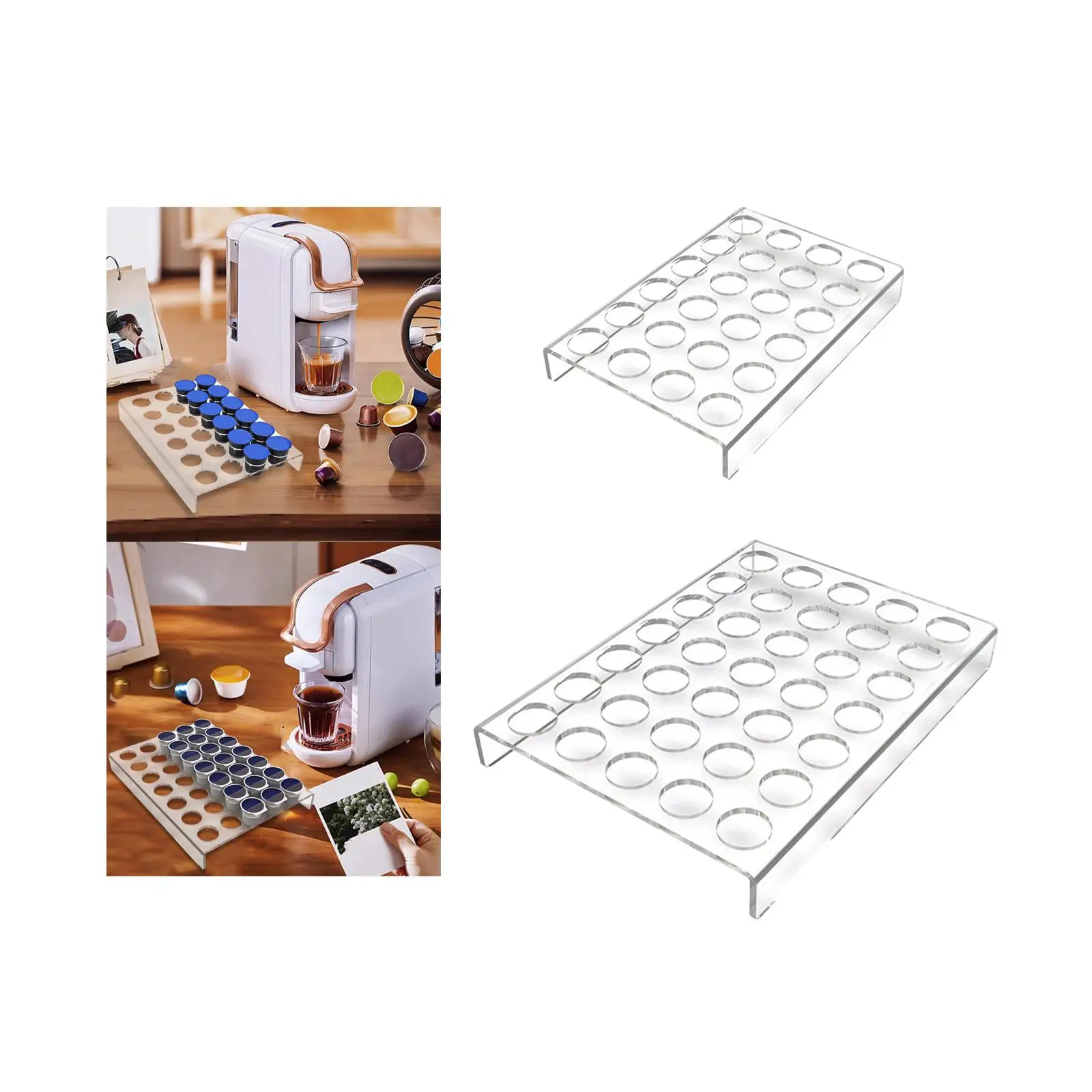 Flat Countertop Coffee Pod Holder Transparent Large Capacity Coffee Capsule Storage Tray for Cabinet coffee Desktop Home