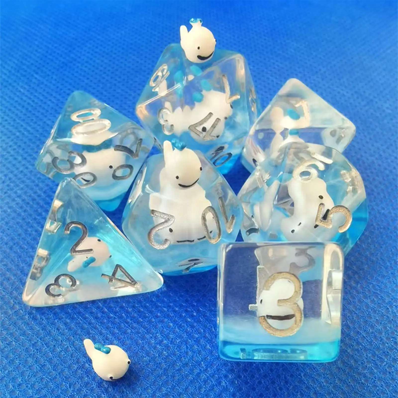 7Pcs Polyhedral Dices Set Built in Dolphin for Table game Supplies