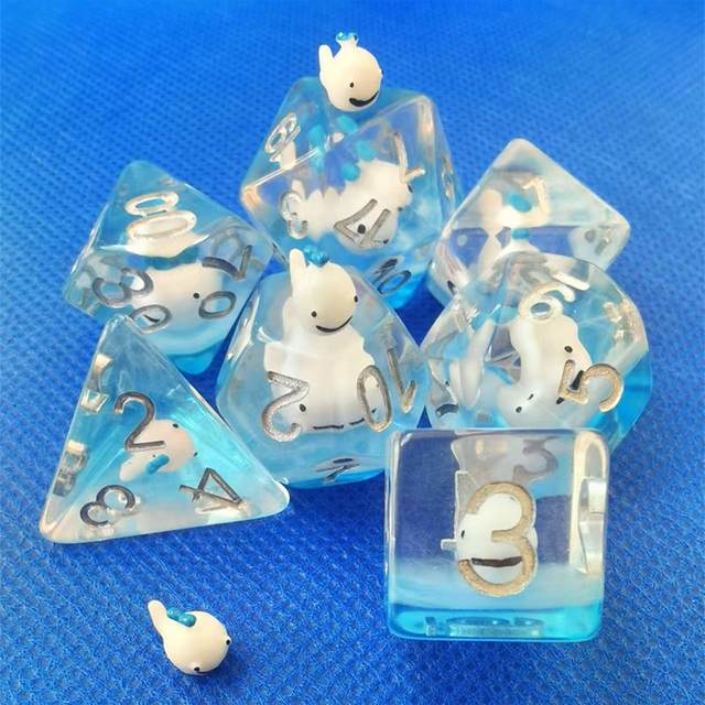 7Pcs Polyhedral Dices Set Built in Dolphin for Table game Supplies
