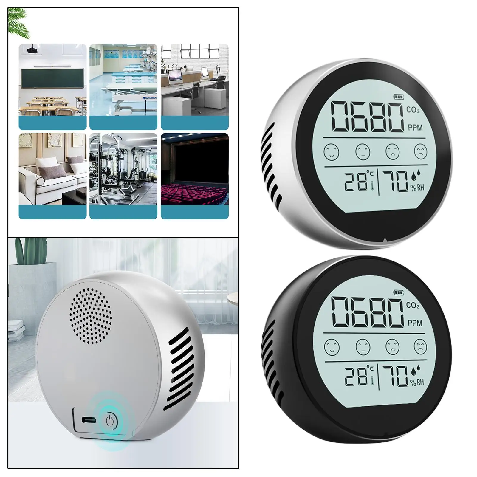 CO2 Meter Temperature Humidity Monitor Indoor CO2 Alarm Fast Measurement Meter Carbon Dioxide Monitor NDIR Sensor for Warehouse