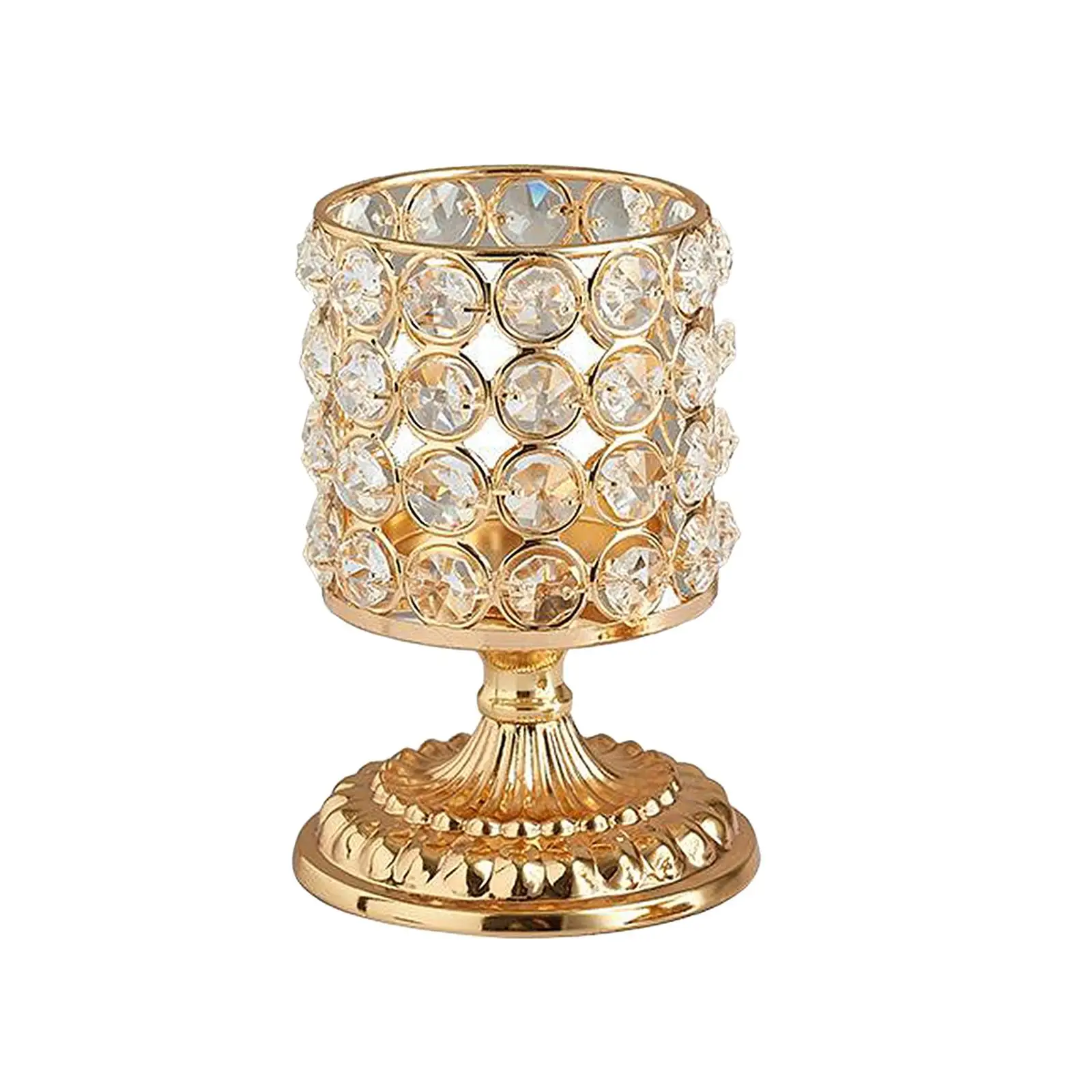 Golden Crystal Bowl Candle Holder for Dining Room Decorative Centerpieces, Modern House Decor Gift for Anniversary Celebration