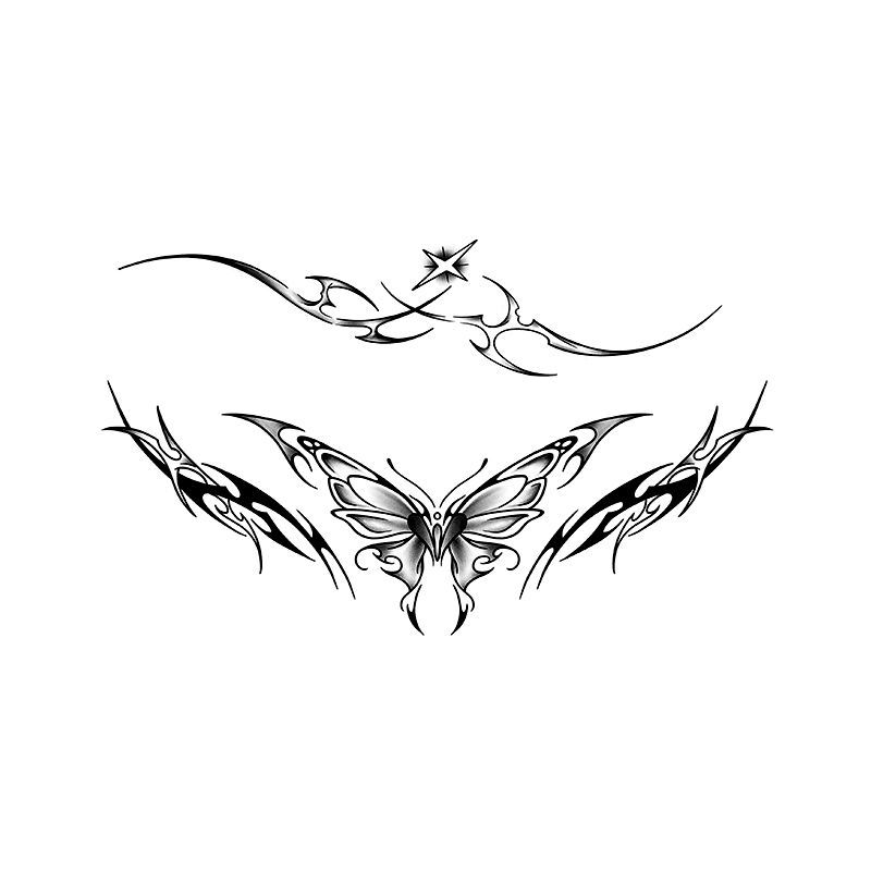 Kräuter Sucubus Schmetterling Tattoo Aufkleber für Frauen sexy Kunst temporäre Tattoos dauerhafte wasserdichte Bauch gefälschte Tattoo Aufkleber – Detail 2