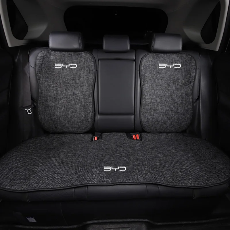 For BYD Atto 3 Yuan Plus Tang Han Dolphin EV 2021 2022 Car Seat Cover Front Rear Linen Fabric Cushion Breathable Protector Mat