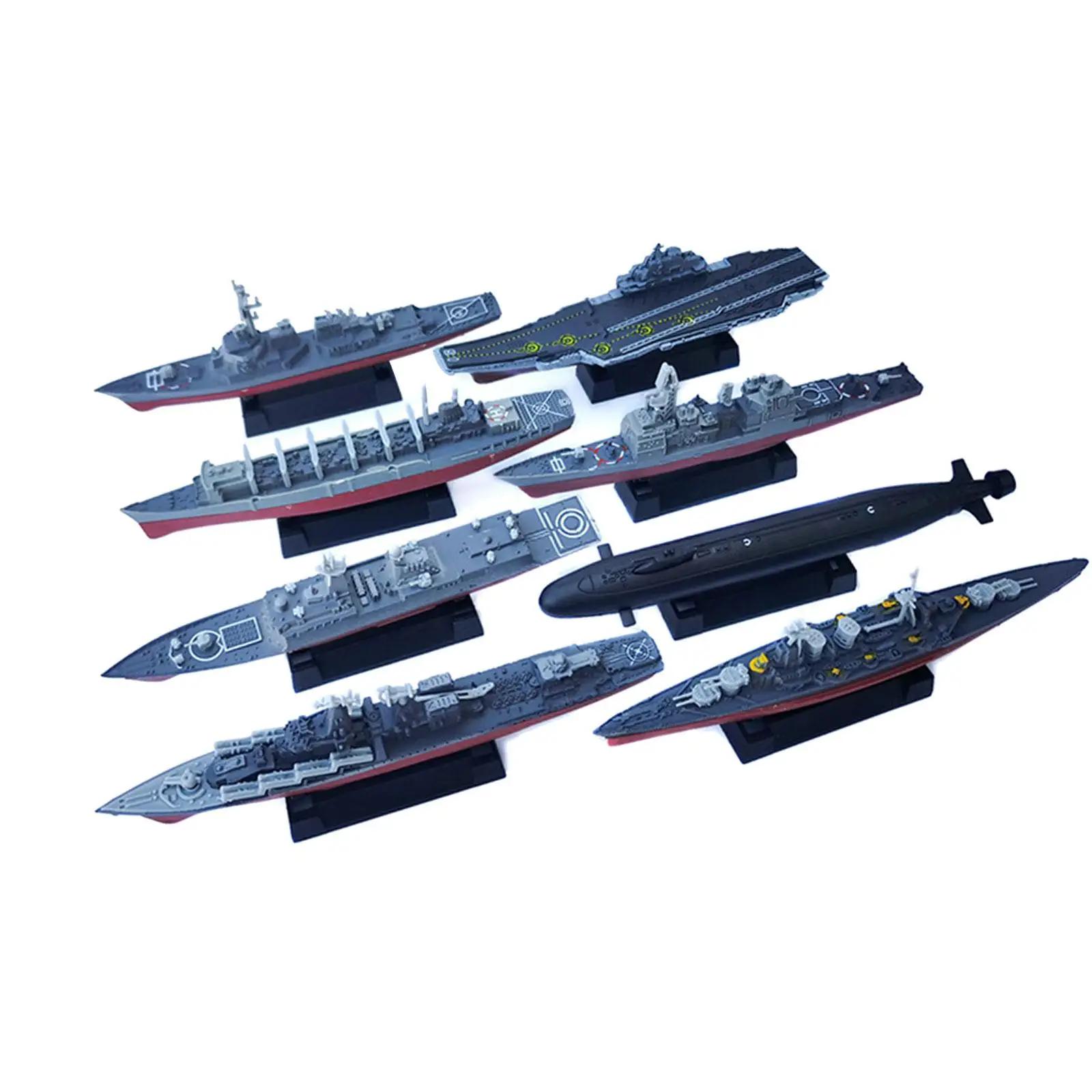 8 Pieces Aircraft Carrier Toy Model Simulation Submarine Naval Ship Playset Unfinished Craft Hobby Puzzles for Party Favors Kids