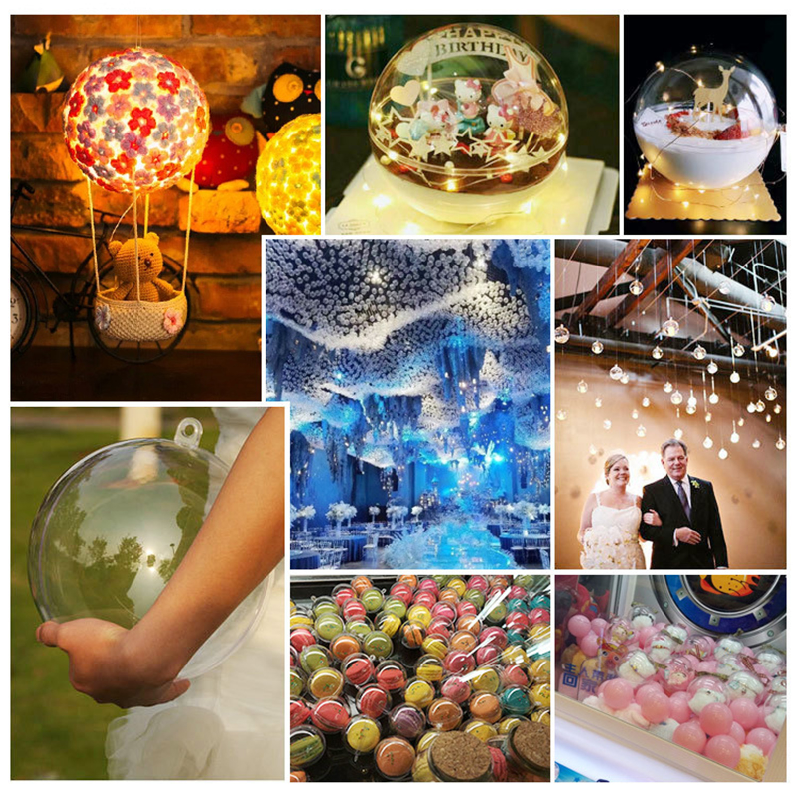 Transparente Kunststoff-Acrylkugel, Atmosphären-Layout, dekorative Kugel, geeignet zum Aufhängen von Ornamenten, Zuhause, Hochzeit, Party, Geschenkbox – Detail 4