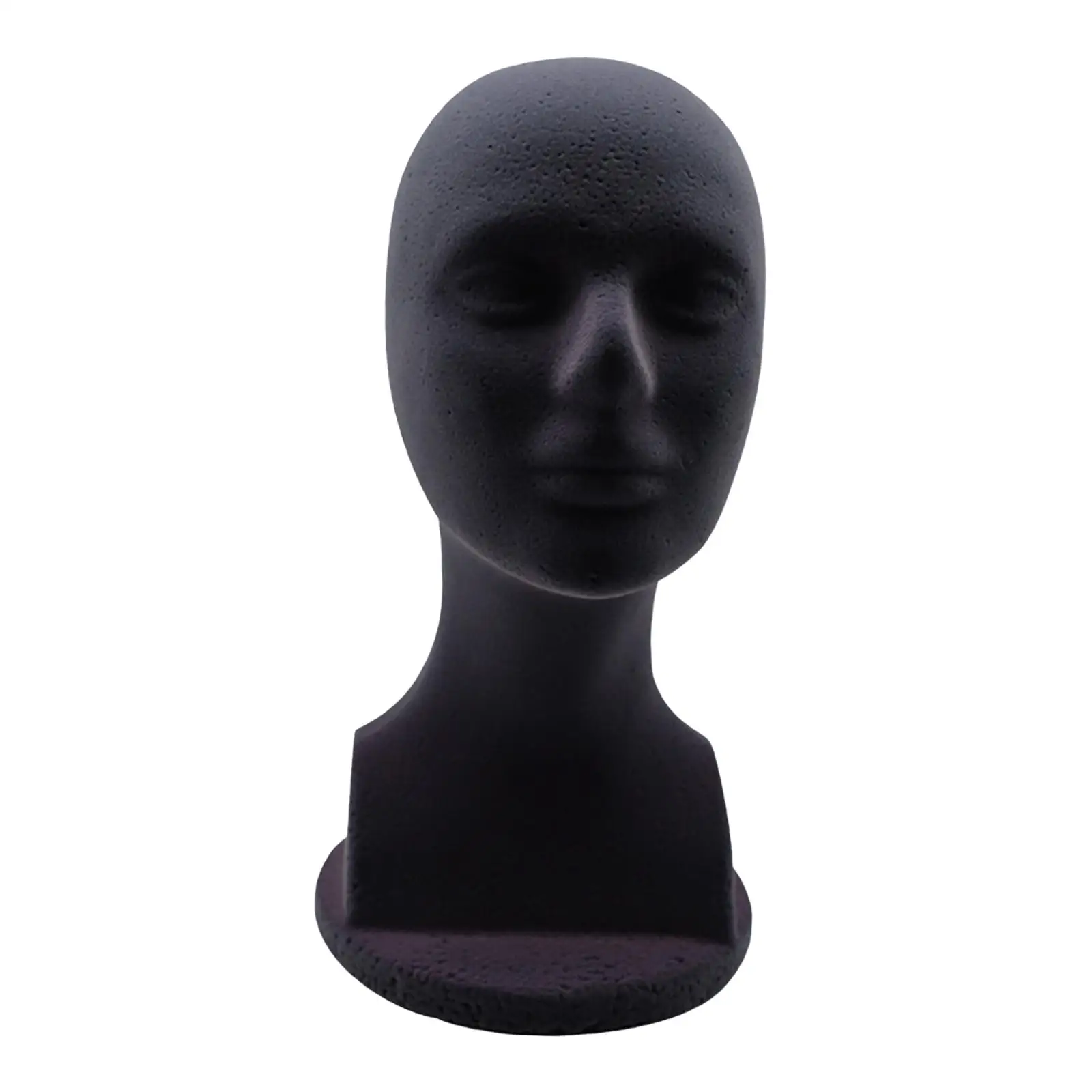 Man Mannequin Head Model Hat Display Stand Black Smooth Surface