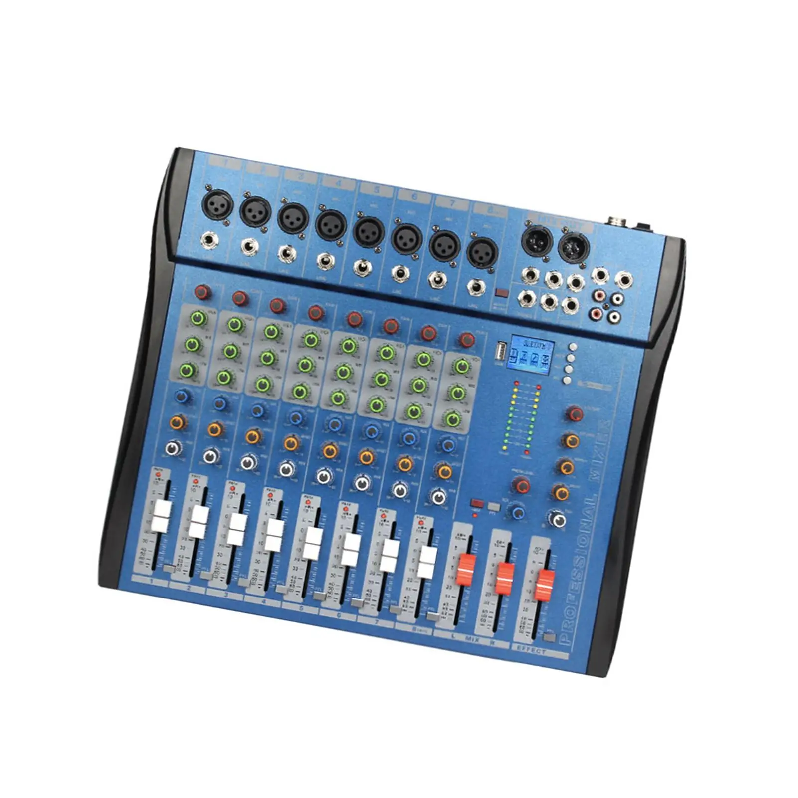 8 Channel Mixer Sound Mixing Console US Adapter 110V for Recording DJ Stage Durable for PC Recording Input XLR Microphone Jack
