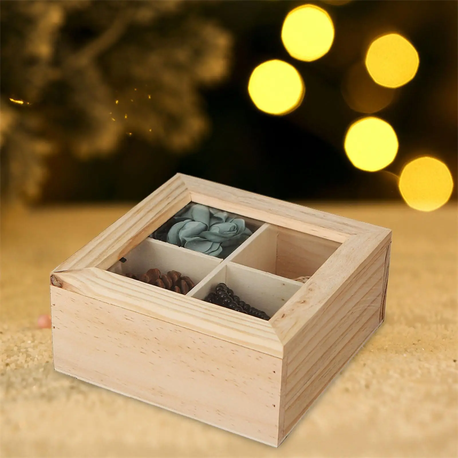 Wood Storage Box Jewelry Display Case with Glass Cover Decorative Box Organizer for Bracelets Gadgets Jewelry Earrings Necklaces
