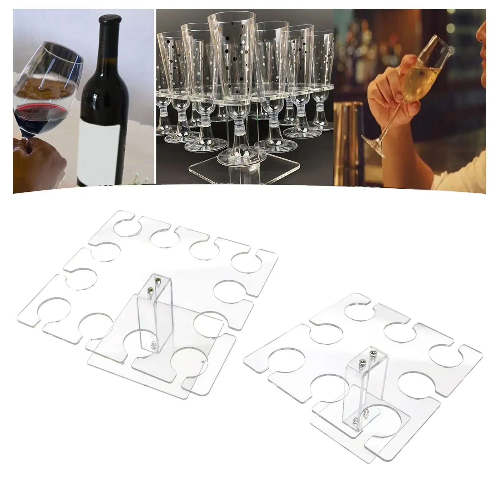 Acrylic Wine Glass Holder Organizer Shelf Transparent Multifunction Mini Modern for Birthday Party Restaurant Desk Wedding Home