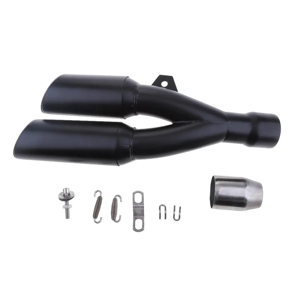 36-51mm Black Double Dual Outlet Exhaust Muffler  GP Motorcycle 