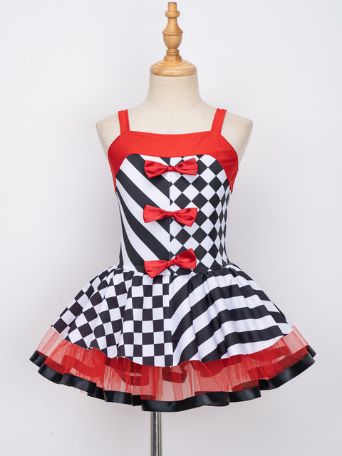 Disfraz de payaso de circo para mujer, tablero de ajedrez rojo Kawaii,  vestido de Lolita, sombreros