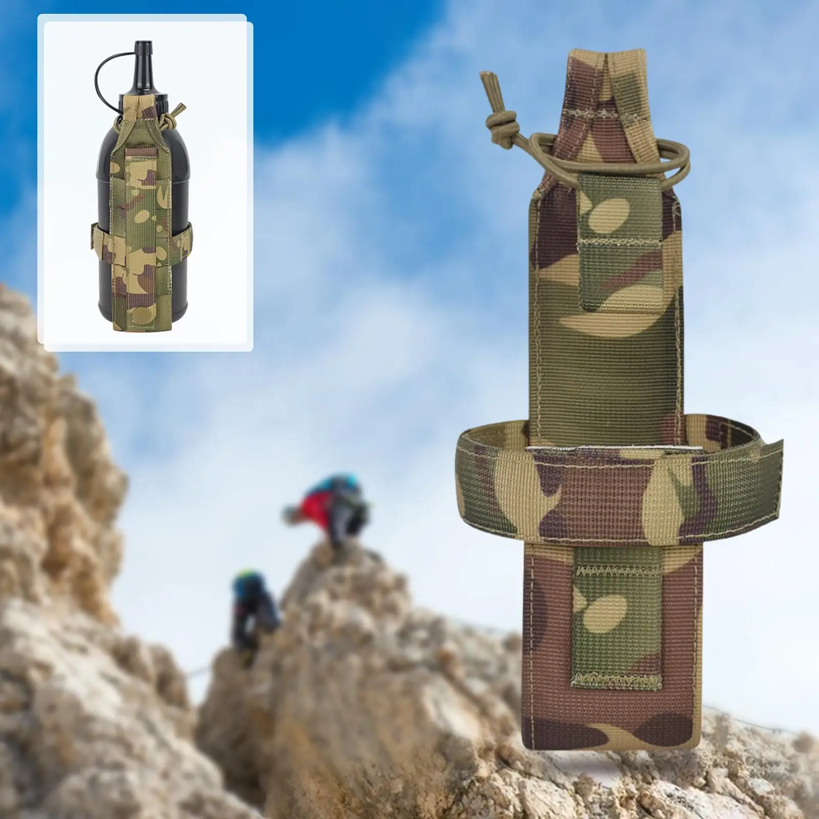 Portable Water Bottle Pouch Kettle Belt, Adjustable Outdoor Holder Bag for Hiking Traveling Hunting Supplies