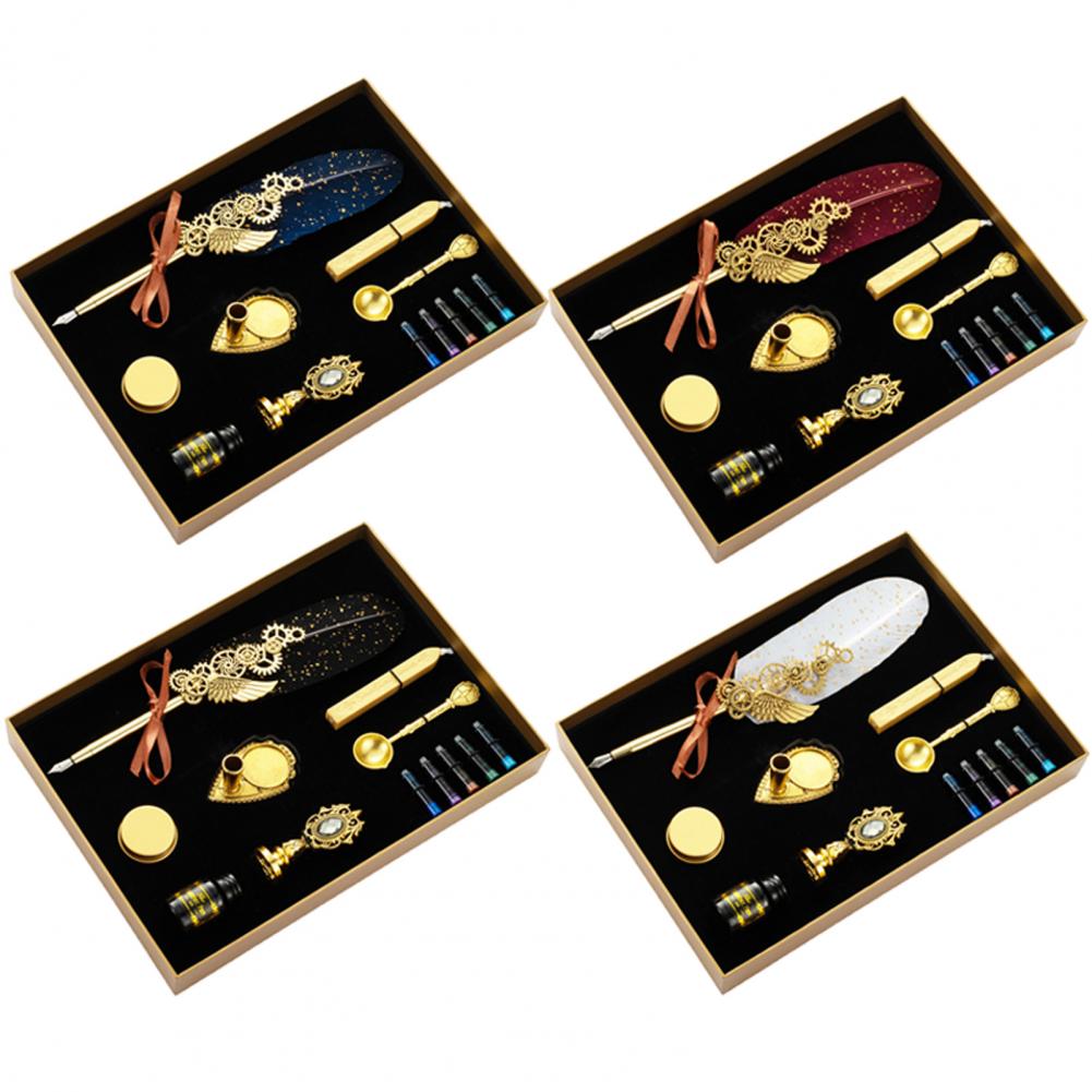 conjunto caneta quill conjunto caneta pena do vintage kit multifuncional suave escrita dip conjunto caneta caligrafia decorativa conjunto crianças presentes