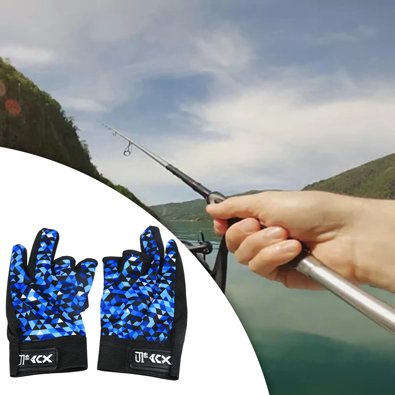 Fishing Gloves Fish Tackle 3 Cut Fingers Glove Mittens for Men Women Tool