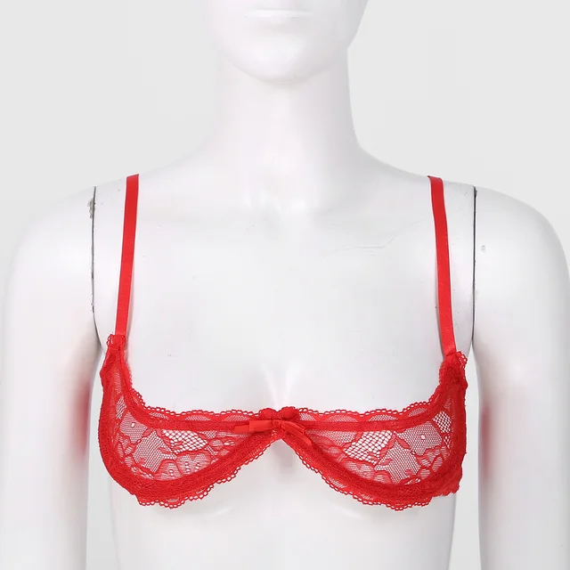 Womens Sexy Underwire Lace Bra Lingerie Exotic See-through Open