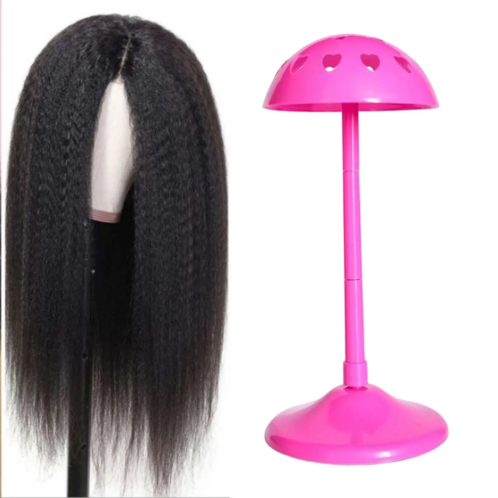 PP Wig Hat Display Stand Adjustable Height Practical Round Stable Bottom for Hairdresser Barber