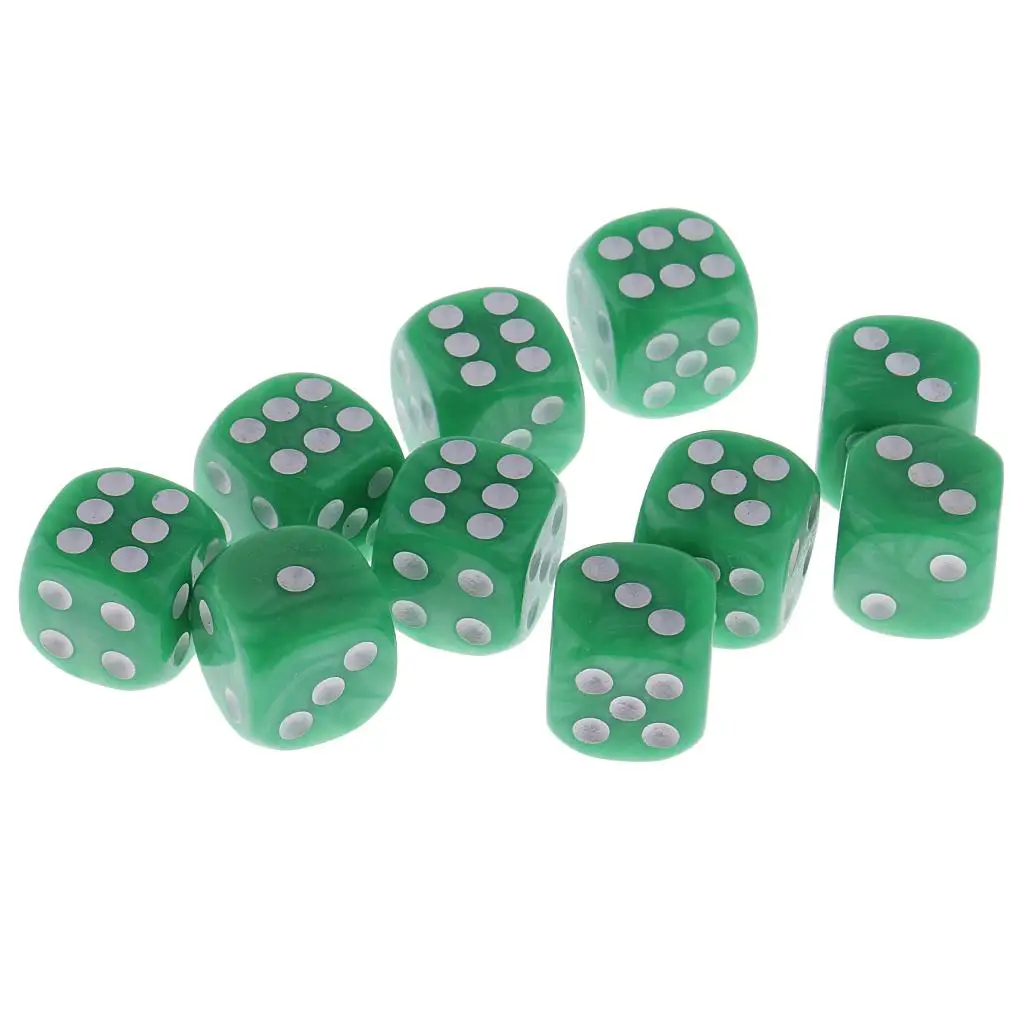 10 Pieces 6-sided Die Pearlized Spot Dice D6 for Casino Supplies Table Game Props DIY 1.6cm