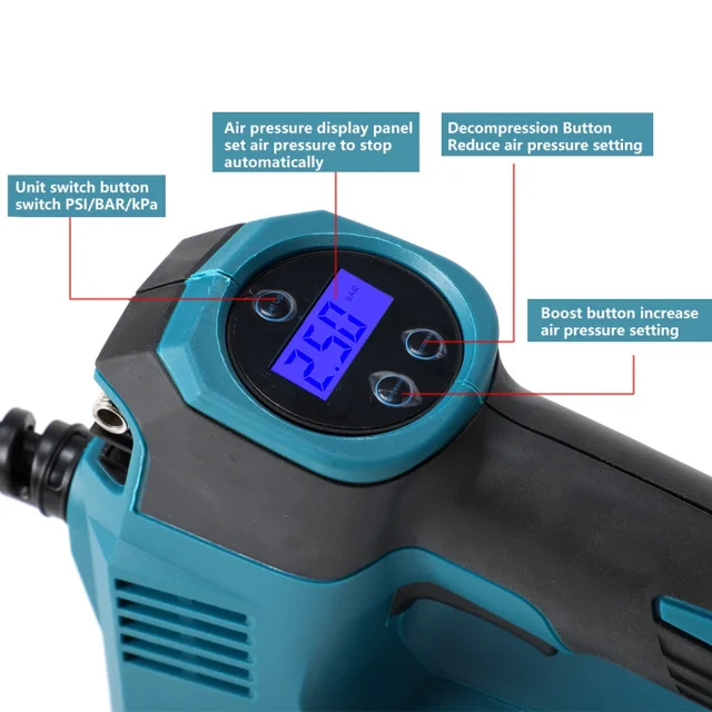 Elektrische Luftpumpe kabellose aufblasbare Hochdruck pumpe mit Digital  anzeige Autoreifen füller für Makita /Dewalt 18V Batterie