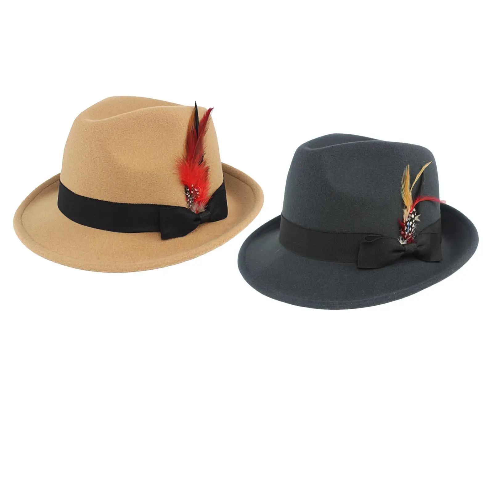 Jazz Cap Short Brim Feather Decorated Gentleman Jazz Cap Fedora Hats for Men and Women Party Sun Protection Summer Beach