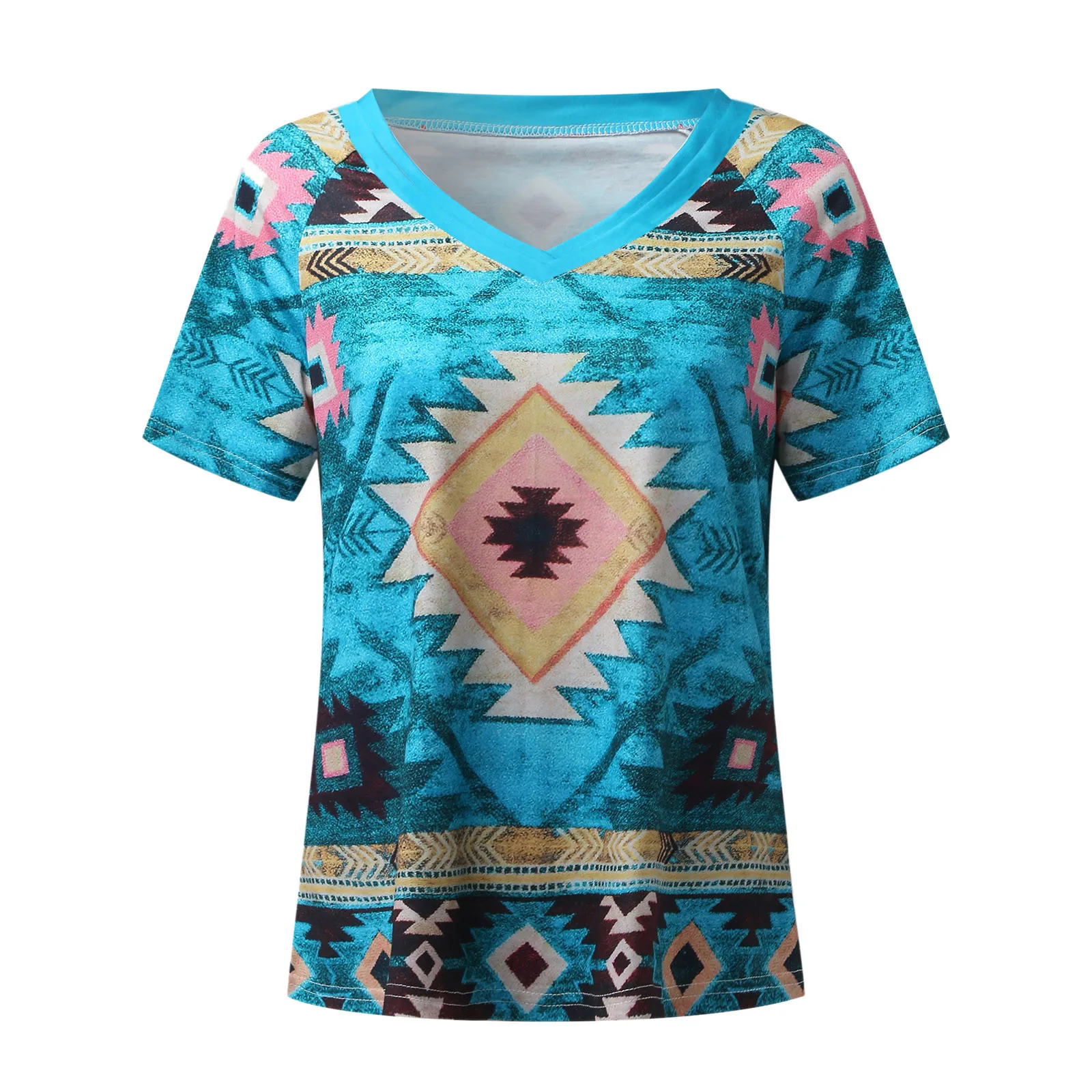 US$ 19.58 - Women Western Aztec Ethnic Print Summer T-Shirt Tops - www ...