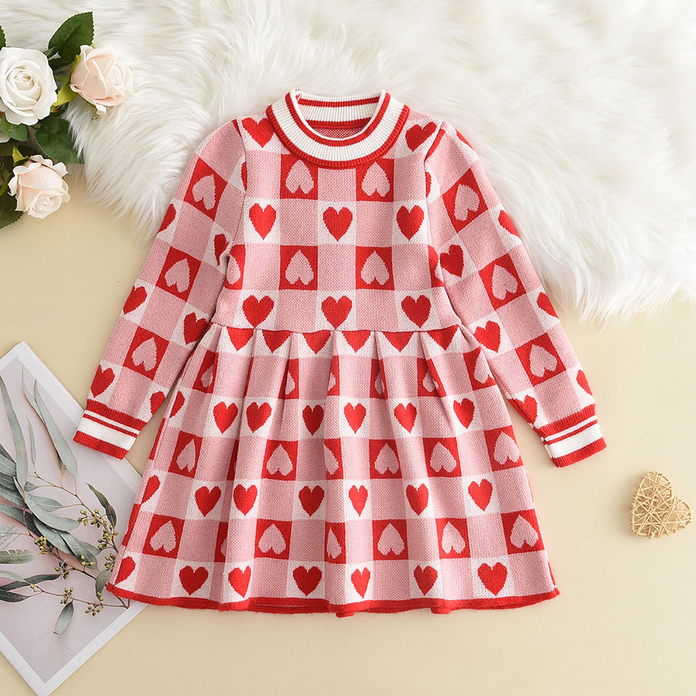 3-7 Jahre Alte Koreanische Version Marineblaues Süßes und Niedliches Mädchenkleid Herbst- und Winter-Strickkleid mit Langen Ärmeln für Kinder – Detail 24
