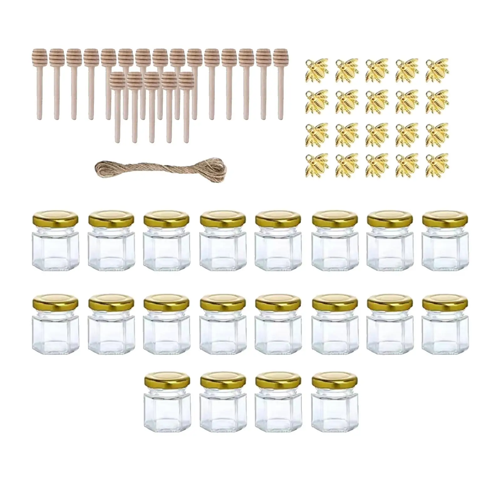 20Pcs Small Glass Jars Honey Jars 45ml for Canning, Storing, and Decorative Purpose Liquids Honey Wedding Candle Making