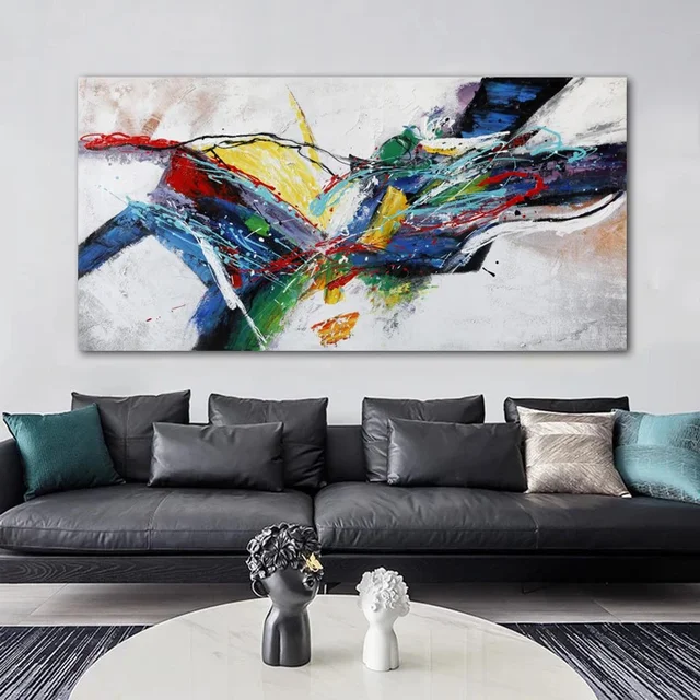 Large abstract oil painting on canvas, modern living room selling wall art home decor