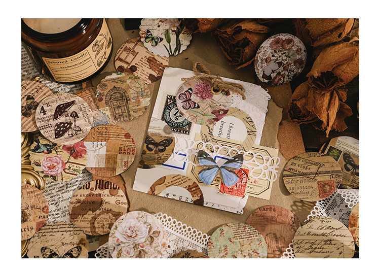 46pcs Vintage Mini Box Stickers for DIY Scrapbooking Journaling Collage Photo Album Sealing Decorative Stationery